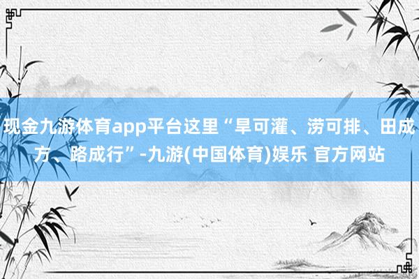 现金九游体育app平台这里“旱可灌、涝可排、田成方、路成行”-九游(中国体育)娱乐 官方网站