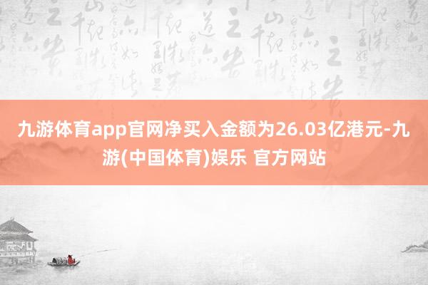 九游体育app官网净买入金额为26.03亿港元-九游(中国体育)娱乐 官方网站