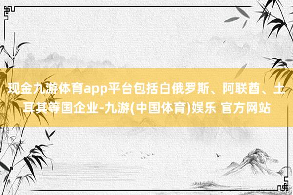 现金九游体育app平台包括白俄罗斯、阿联酋、土耳其等国企业-九游(中国体育)娱乐 官方网站