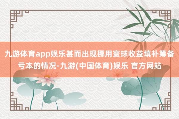九游体育app娱乐甚而出现挪用寰球收益填补筹备亏本的情况-九游(中国体育)娱乐 官方网站
