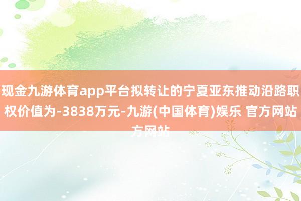 现金九游体育app平台拟转让的宁夏亚东推动沿路职权价值为-3838万元-九游(中国体育)娱乐 官方网站