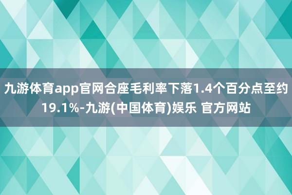 九游体育app官网合座毛利率下落1.4个百分点至约19.1%-九游(中国体育)娱乐 官方网站