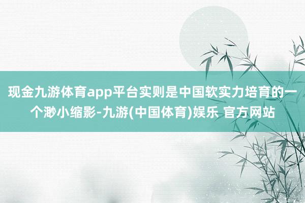 现金九游体育app平台实则是中国软实力培育的一个渺小缩影-九游(中国体育)娱乐 官方网站